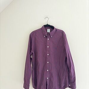 Brooks Brothers Men's Purple Plaid Button Down Shirt